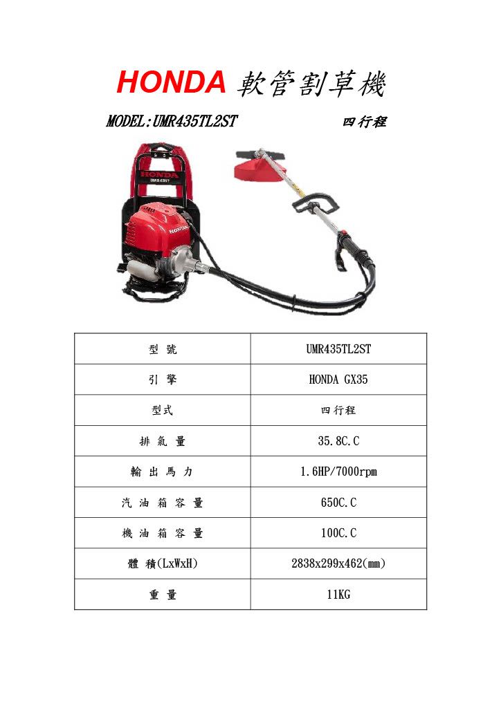 HONDA  UMR435T 軟管規格圖表.jpg