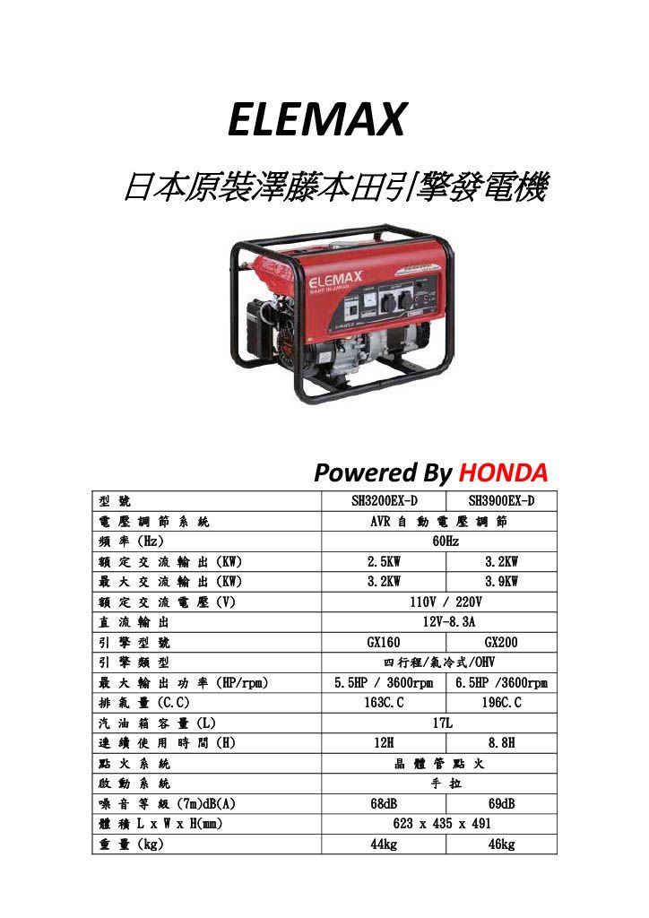 ELEMAX SH3200  3900EX 發電機機規格圖表.jpg